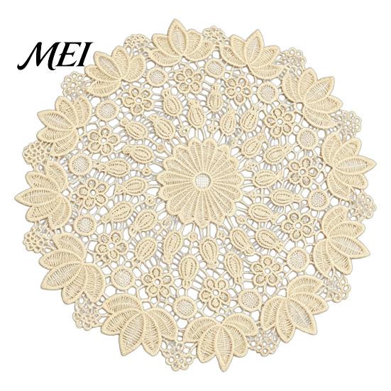Foldable Lace Coasters for Kitchen Table Round Floral Doily, Embroidered Coaster Place Mat, Heat Insulating Decorative Doilies Home Furnishings Retro