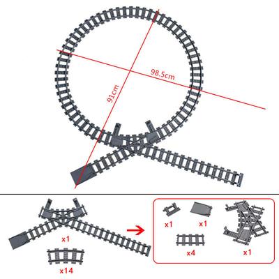 MOC Creative Expert Ideen Stadt Eisenbahnschienen Gerade Gebogen Weichen Kreuzungen Schienen Steine Bausteine DIY Spielzeug für Kinder Geschenk