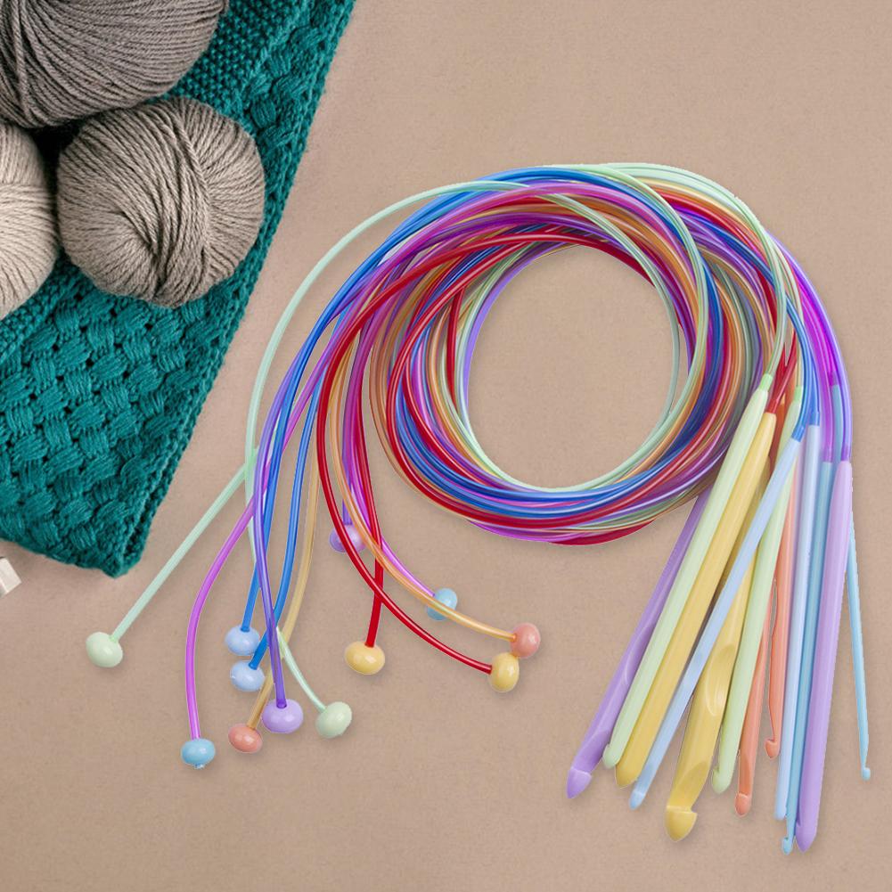 12Pcs Knitting Needles Tool Colorful Afghan Tunisian Crochet Hooks Set Flexible Multifunctional 120cm for Handicraft Enthusiasts