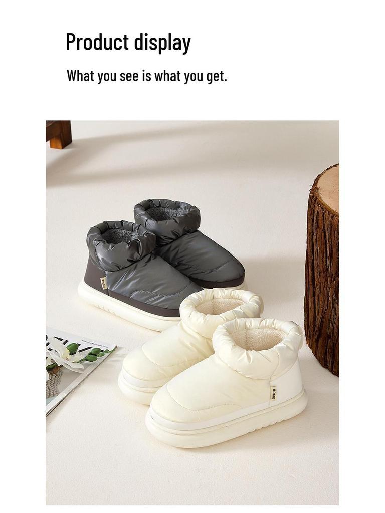 Damen Wasserdichte Daunenslipper - Warm, Weich, Dicke Sohle, Plus Samt für Herbst/Winter Heimgebrauch