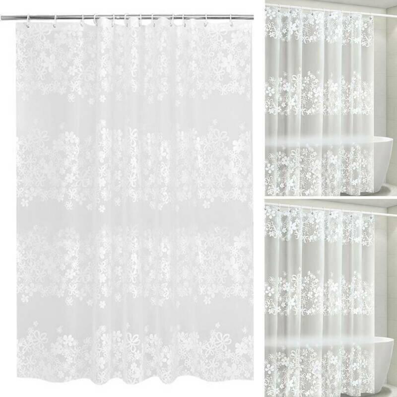 (3*2m) 3D Flower PEVA Clear Cube Shower Curtain Plastic Waterproof Thicker Cube & hooks
