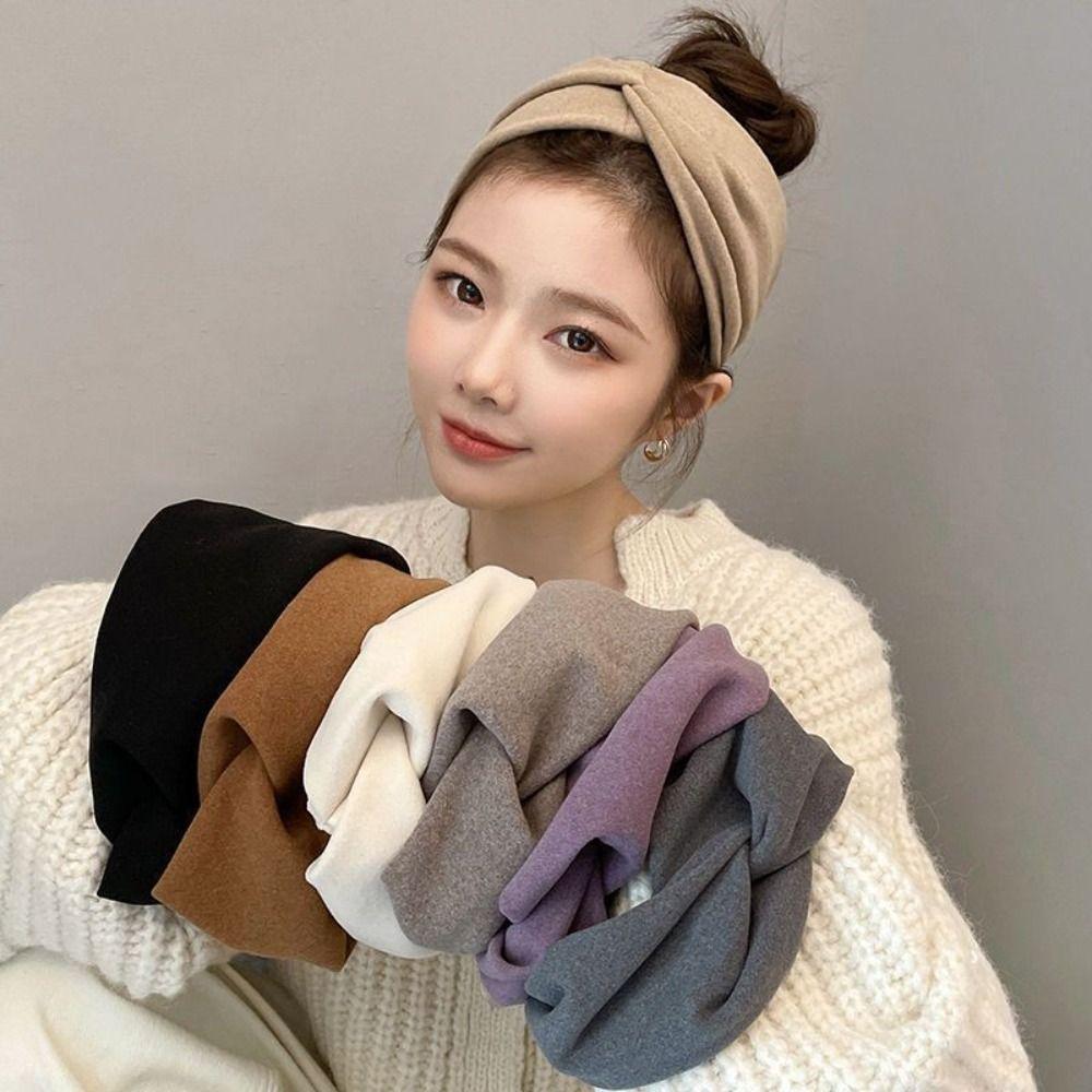 

Elastic Cross Headband Solid Color Knot Knit Turbans Fashion Wide Edge Headband Sports хакі