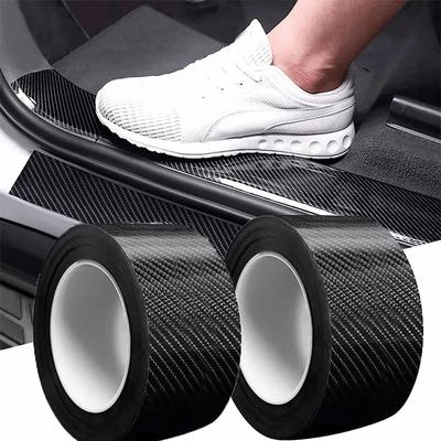 1 Rol 3D Nano Koolstofvezel Autodeurrandbeschermer, Waterbestendige en Krasbestendige PVC Kleefband, Universele Anti-Botsingsfilm, Zwarte Kleur