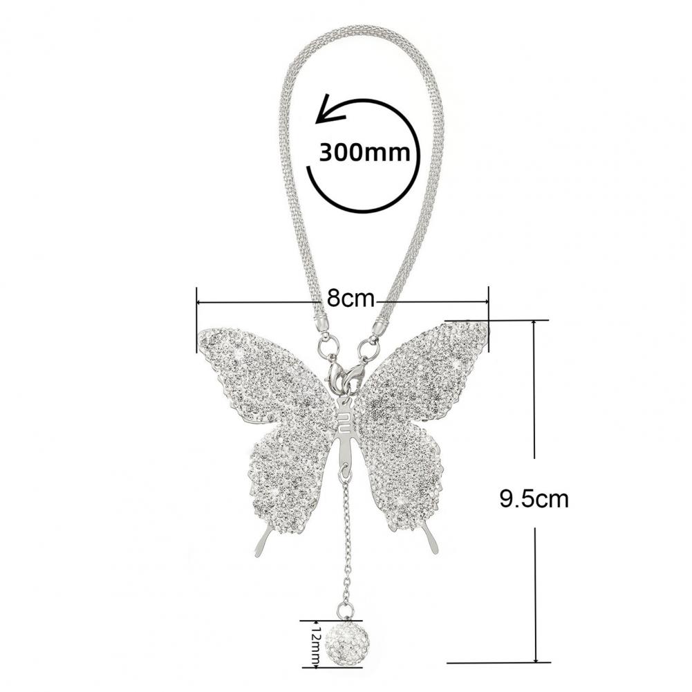 Rhinestone Pendant for Car Rearview Mirror High-quality Alloy Pendant for Car Decoration Elegant Faux Butterfly Car for Women