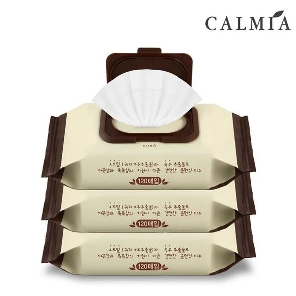 Kalmia Oatmeal Therapy Cleansing Tissues 120 Sheets x 3 Packs / Gentle, Non-Tightening Cleansing Tissues