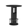 3-Piece Bar Table and Stool Set, 31.5-Inch Round Table with Two Stools, Wood Dining Table with Ring-Shaped Metal Footrest, Black