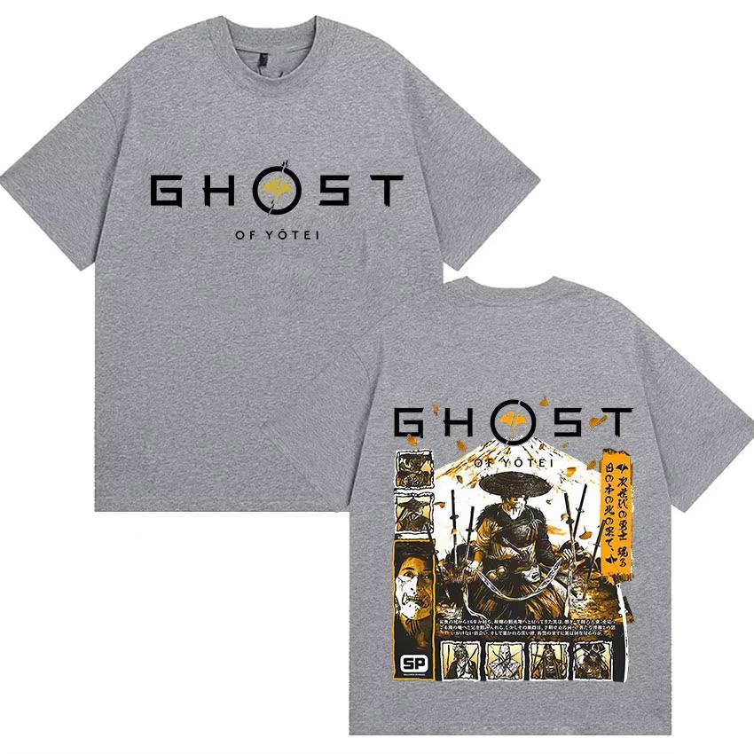 2026 Japanese Game Ghost of Yotei Graphic pure cotton mens shirt ukiyoe style ONeck Short Sleeve womens fashion Tshirt
