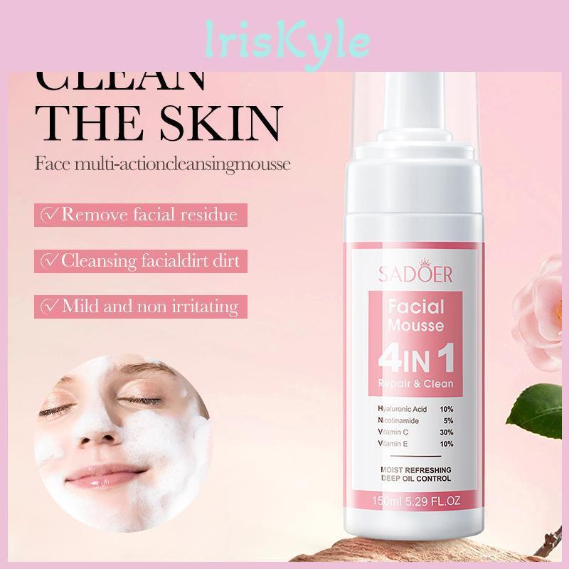 Saoder 4in1 Facial Mousse Cleansing Cleansing Foam Cleanser Face Wash Foam Moisturizing Brightening Facial Skin Care Products