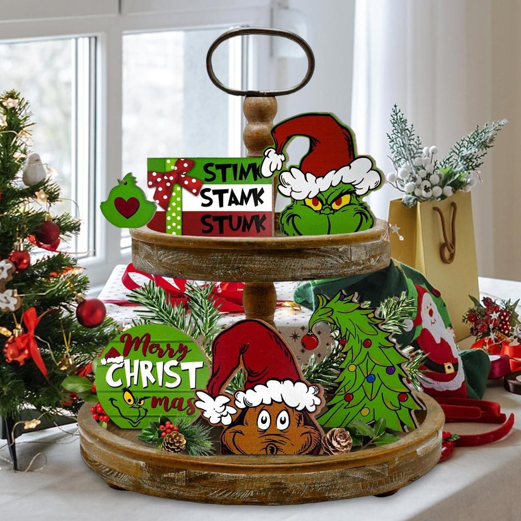 Christmas-themed Christmas Ornaments; Tray Decorations - Wooden Christmas Ornaments 6pcs; The Perfect Christmas Tradition!