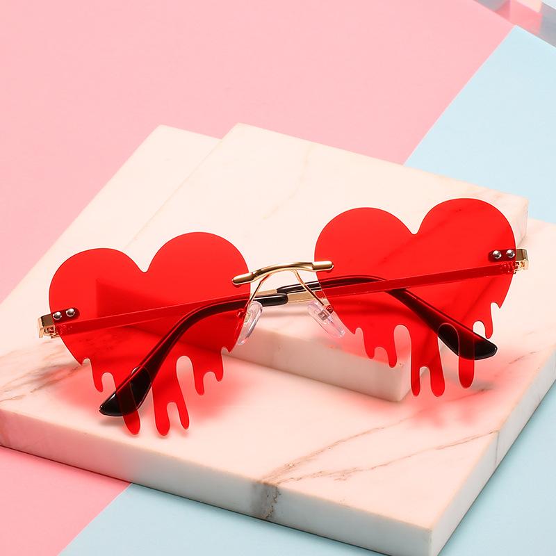 Love Tears Sunglasses Women'S Ball Funny Glasses Personalized Metal Frameless Sunglasses Tide