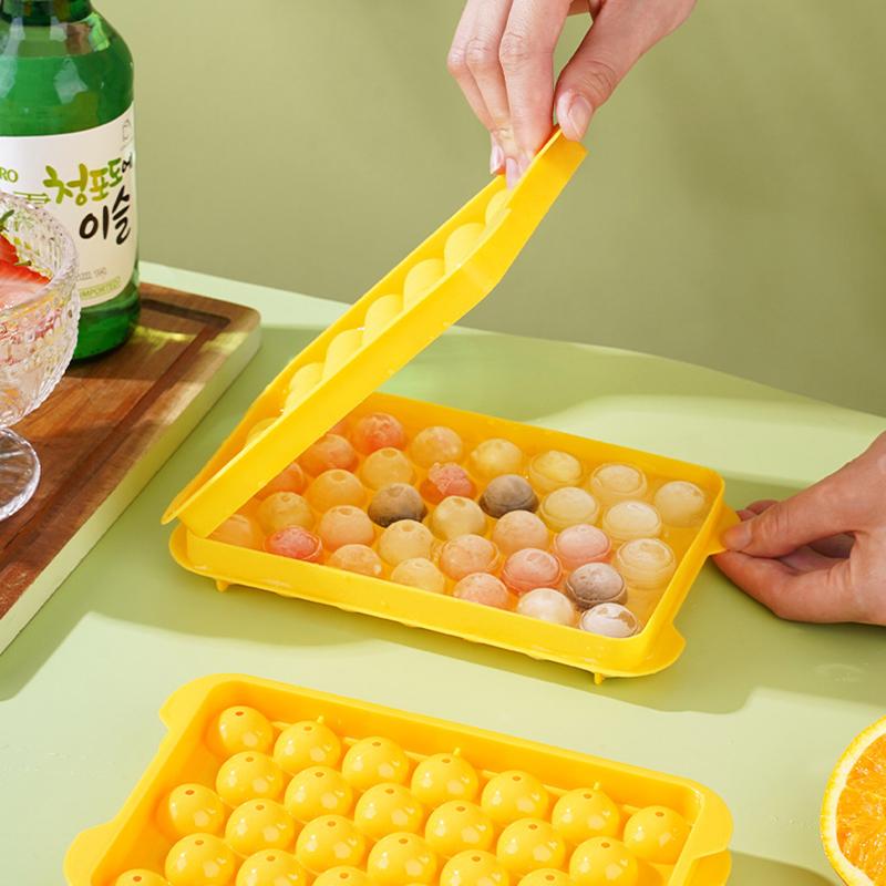 33 Hole Round Ice Cube Tray Plastic Style Ice Mold Refrigerator Spherical Diy Moulds Ice Ball Maker Kitchen Tools