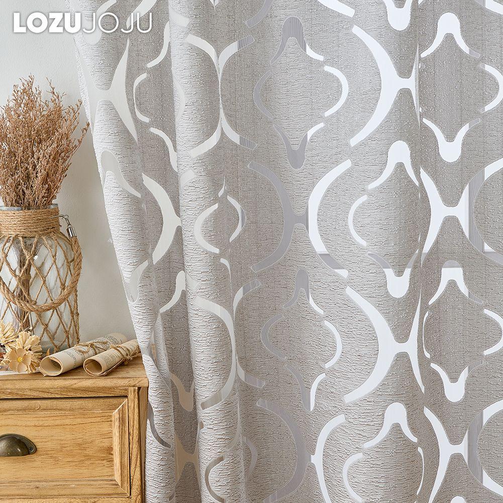 1PC LOZUJOJU 10% Blackout Fashion Versatile Tulle Personalized Floral Jacquard Grey Sheer Curtain for Kitchen Living Room Bedroom Window Home Decor