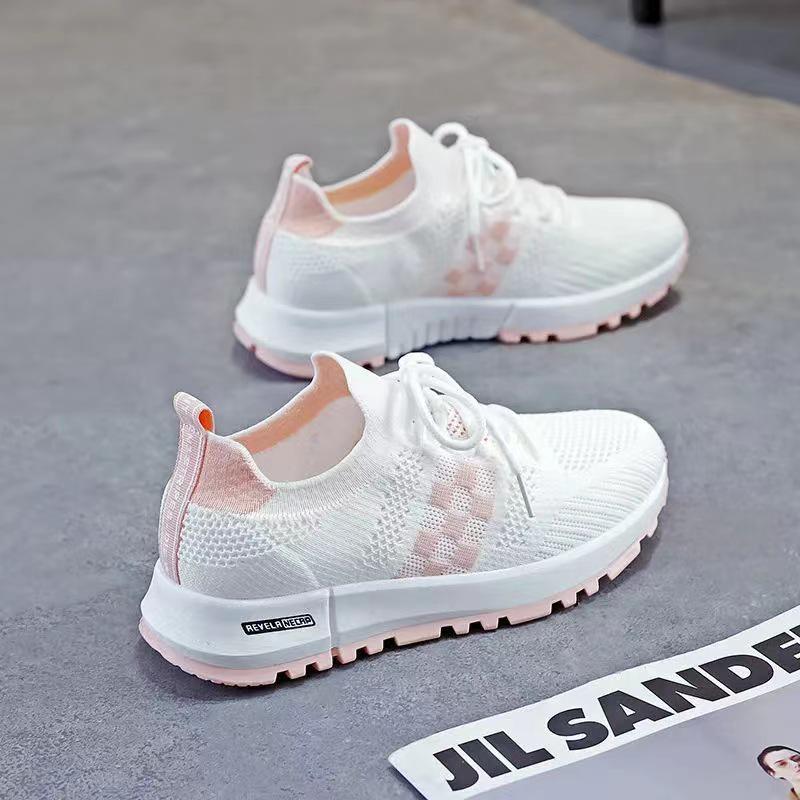 

Женские спортивные кроссовки на плоской подошве с дышащей сеткой 2023 года - мягкая подошва, повседневные белые 37