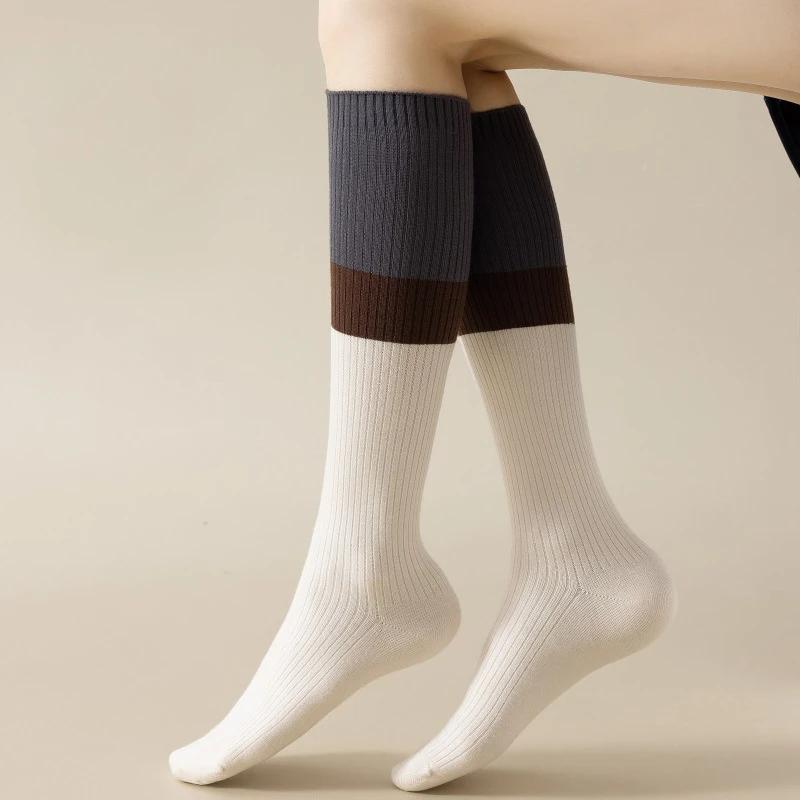 Stockings Women Knitted Cotton Color Matching Knee Socks Women Stockings Jk Japanese Style School Girls Long Socks Stockings Sox