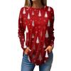 Women's Loose Round Neck Christmas Print Long Sleeve T-Shirt Top Pullover