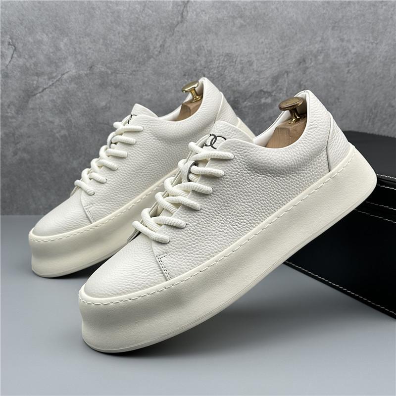 Fashion Fashion Designer New Men's White Black Lace Up Platform Height Increasing Causal Shoes Flats Moccasins Sports Walking Sneakers