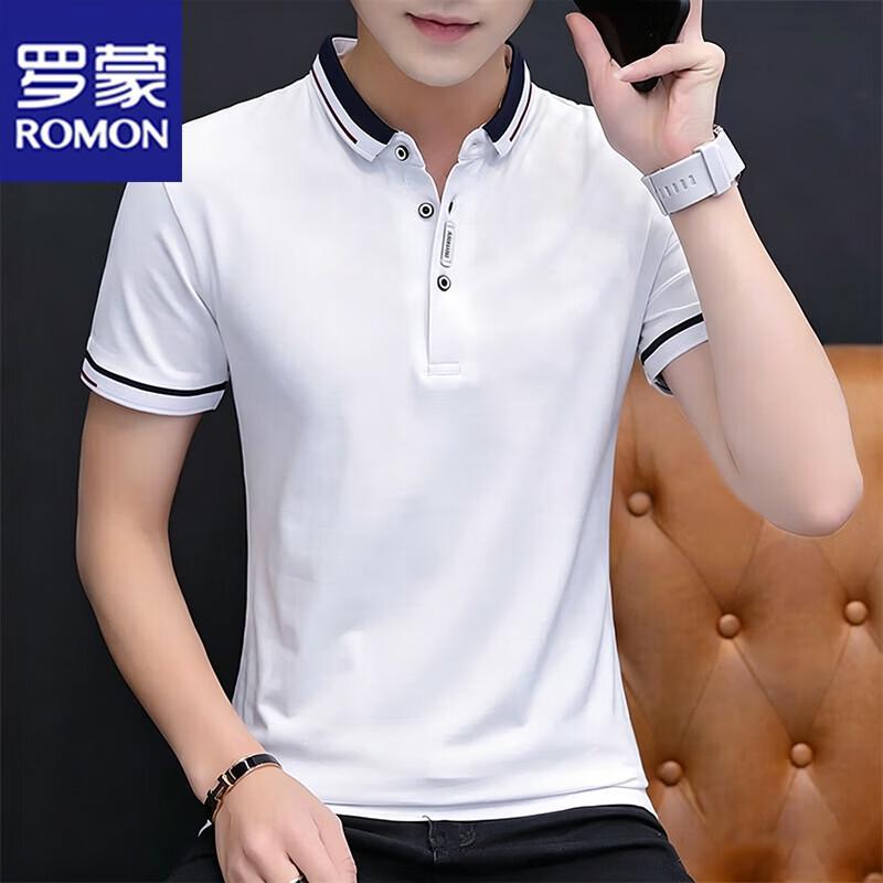 ROMON Herren Business Casual Polohemd mit kurzen Ärmeln