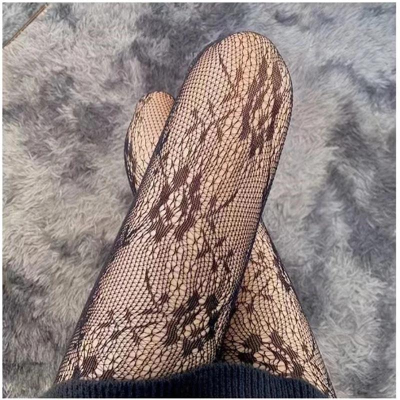 Heart Flower Mesh Stockings Japanese Girl Lolita Ins Tights White Fishnet Pantyhose Female for Women Summer Legging Stocking
