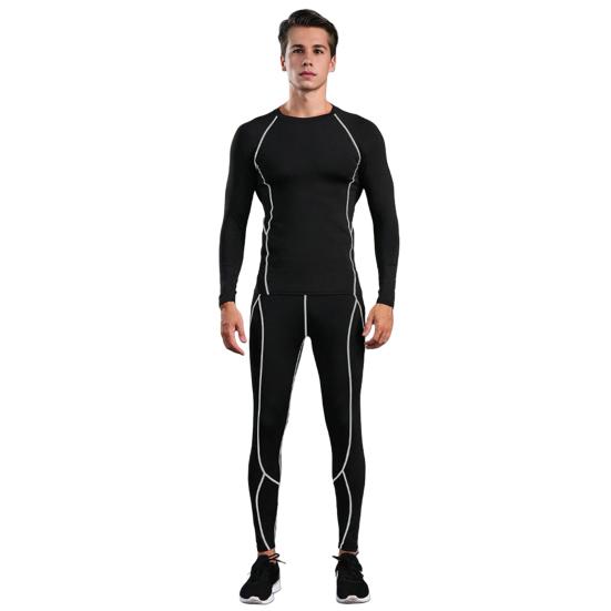 

2 шт./комплект мужской спортивный костюм с круглым вырезом и длинными рукавами, комплект с длинными брюками в полоску с принтом, обтягивающий, быстрый XL серый