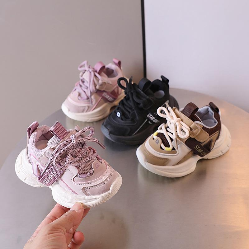 Fashion Girls Shoes Spring New Kids Sports Shoes Soft Soled Boys Shoe Anti Slip Baby Walking Shoes Simple Girl Casual Shoe