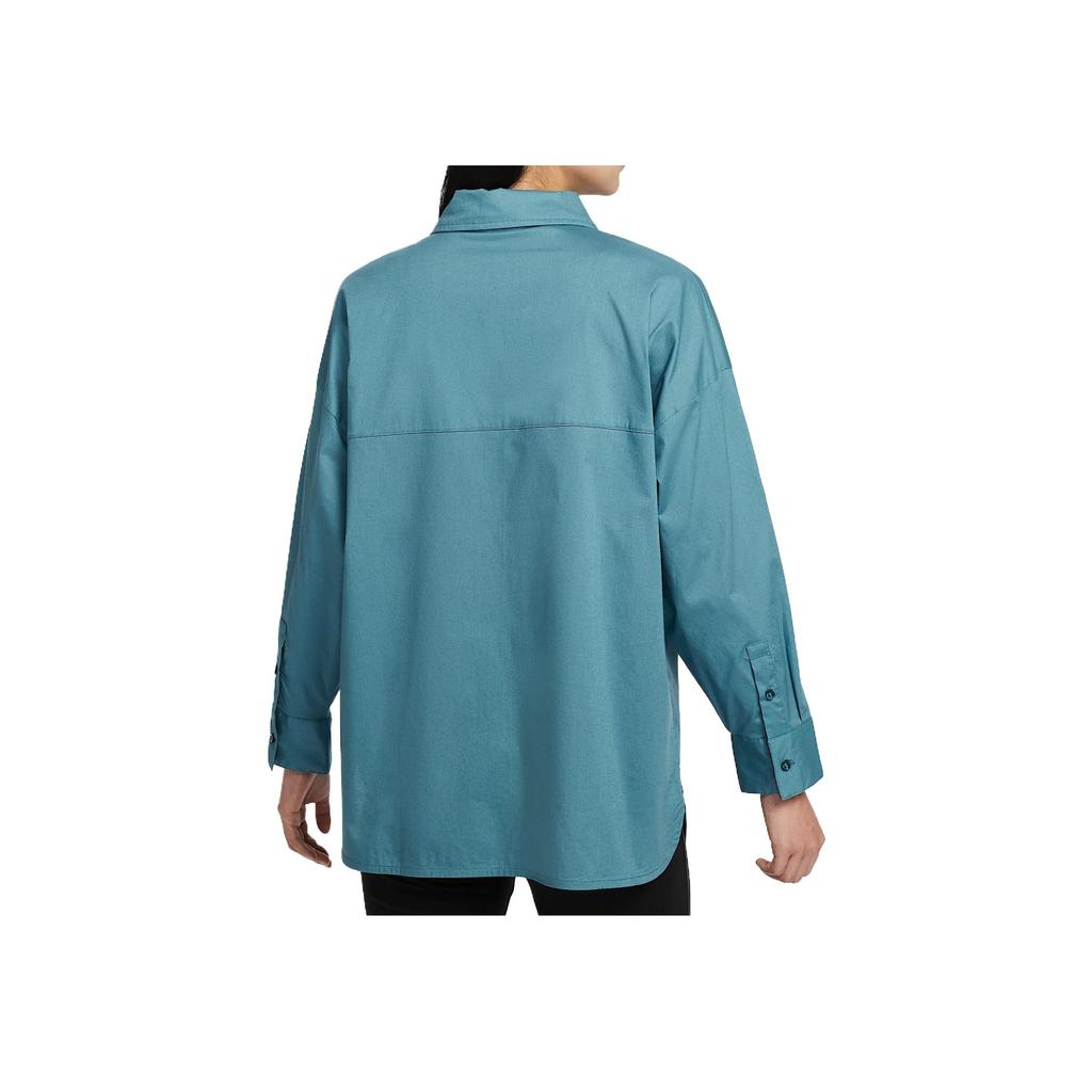 Nike Sportswear Chill Poplin Comfortable Fashion Casual Versatile Long Sleeve Shirt Women Shirts Smoke-Blue HJ0716-006