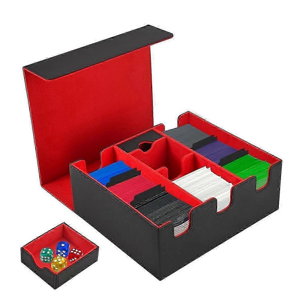 Card Storage Box For Trading Cards, Magnetic Closure Tcg Storage Box For , Yugioh, And Sports Cards Red+black