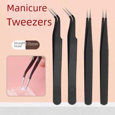 Precision Stainless Steel Eyelash Grafting Tweezers - Professional False Lash Tool Set