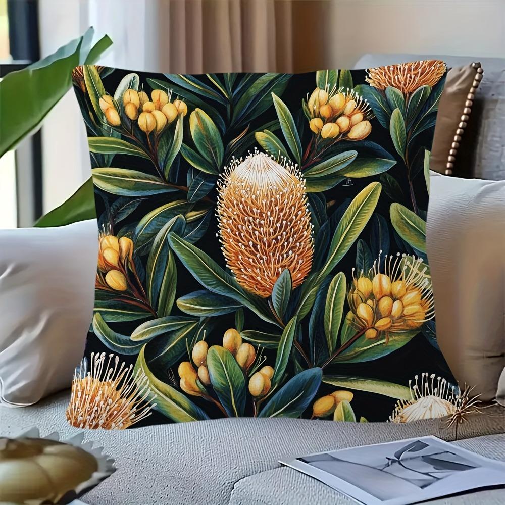 1 vintage Australian nature reserve floral pillowcase, short plush