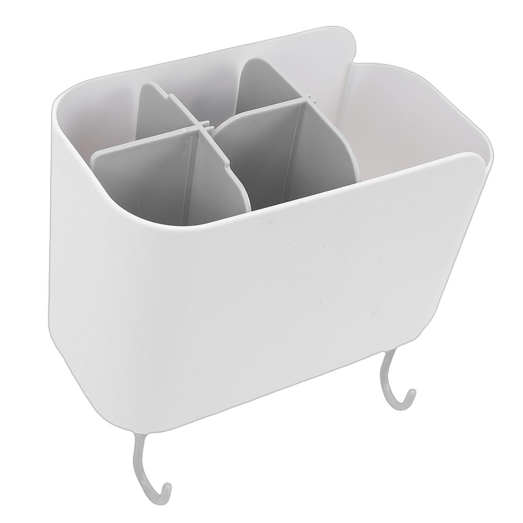 Multifunctional Cooking Utensil Holder Wall Mounted Organizer Box with Detachable Dividers Hooks for Kitchen Bathroom