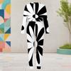 Women Plus Size Round Neck Long Sleeve Printed Two Piece Set Black White Cuffed Top Cuffed Pants With Pockets