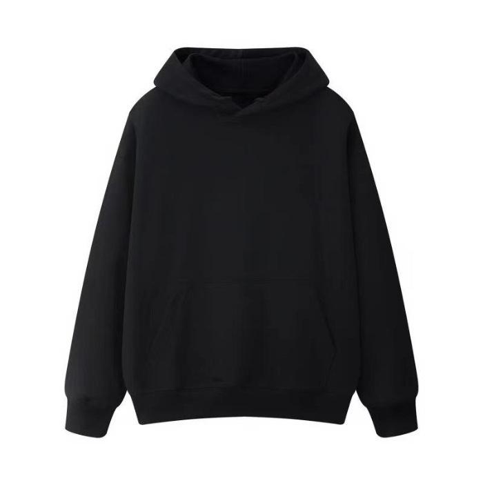Wholesale 190g fleece thickened light version hooded sweater men's and women's Korean version solid color coat
