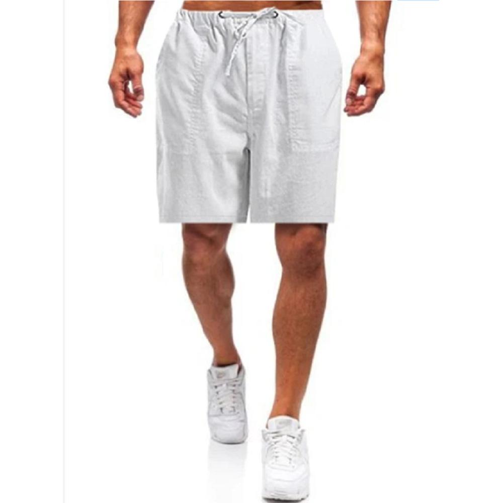 Men's Summer Simple Shorts Solid Color Straight Drawstring Breathable Elastic Waist Casual Loose Jogger Sportswear