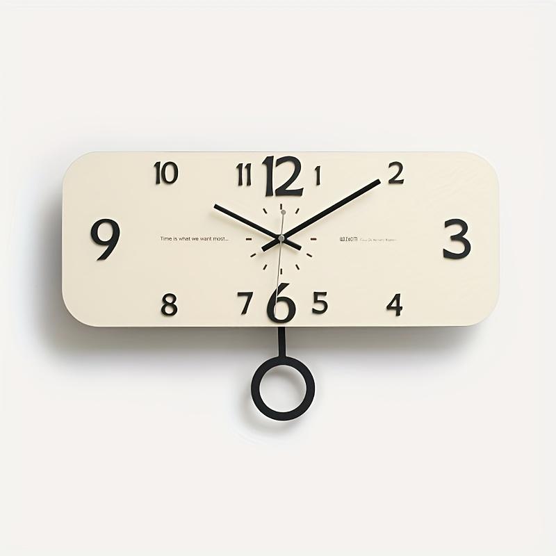 Geräuschlose Wanduhr mit Schwenkmechanismus, modernes rechteckiges Design, kräftige gelbe Ziffern auf schwarzen Zeigern, batteriebetrieben (AA-Batterie nicht enthalten), für das Wohnzimmer.