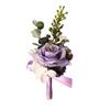 Yousheng Purple Wedding Boutonniere, Artificial Silk Flower Lapel Pin for Groom Bride Parents, Romantic Wrist Corsage for Bridal