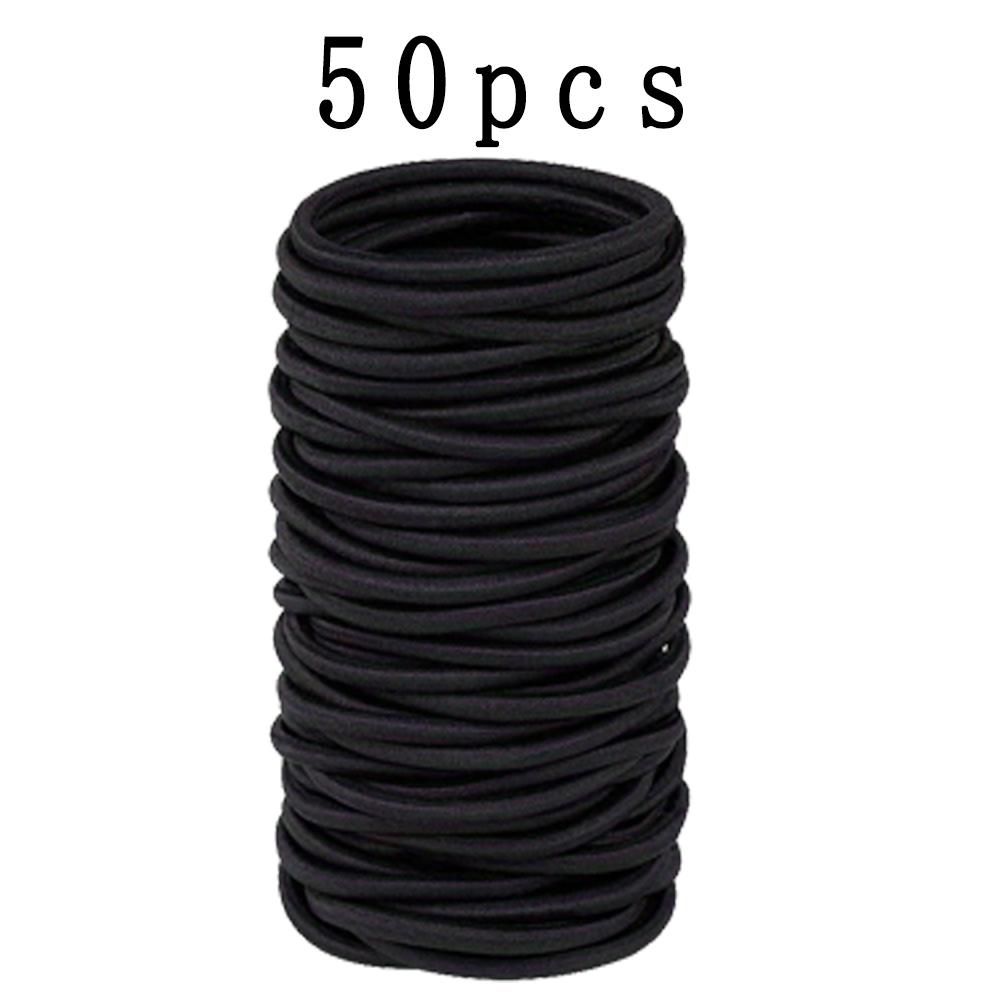 

50 шт. 4 мм разноцветные эластичные резинки для волос - не повреждающие фиксаторы для хвостика, вязаные резинки для женщин, мужчин и девочек - простые, стильные