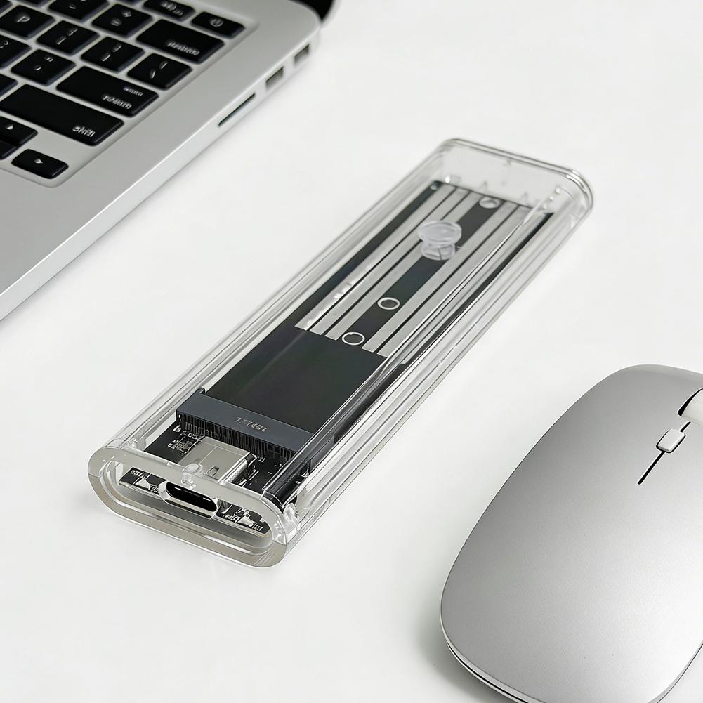 M.2 NGFF SATA Type C 3.1 Transparent External SSD Case 10Gbps Hard Disk Case External SSD Adapter for 2230 2242 2260 2280