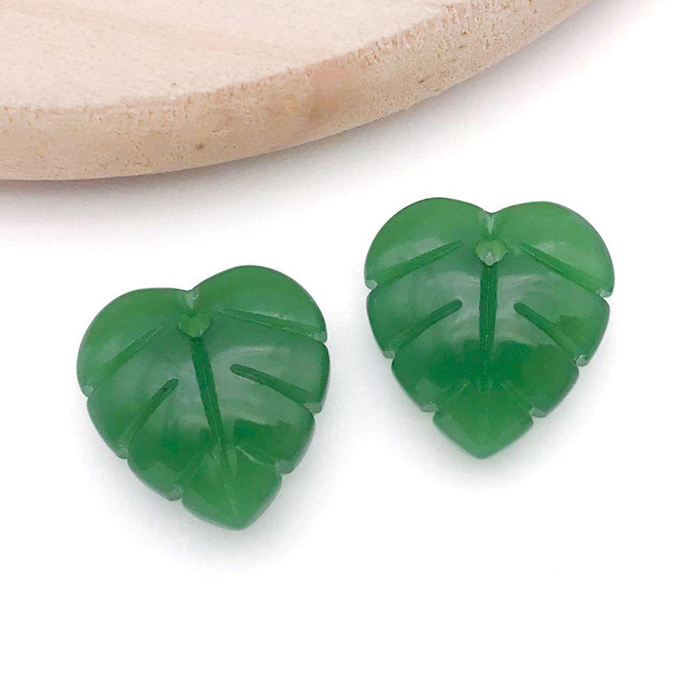 Set of 20 Green Transparent Faux Glass Leaf Pendants for DIY Bracelets, Necklaces, and Video Accessories.