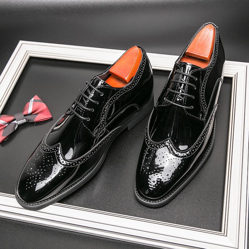 

Новые туфли Брокк на мягкой подошве с увеличением высоты, деловой кэжуал, кожаные, мужские, для формальной одежды, с острым носком, джентльменские, одинарные, молодежный тренд 44