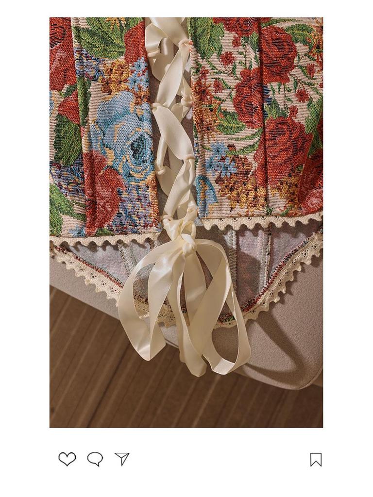 Trending Retro French Jacquard Strapless Corset Vest