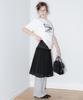 Dilleiopeu Lace-Point Layered Half-Banding Midi Skirt [Black]