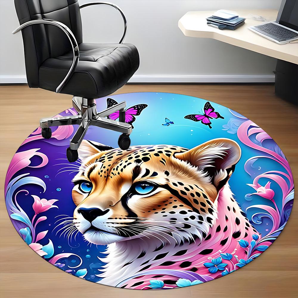 1pc Leopard Print Chair Carpet for Office, Non-slip, Soft and Durable Leisure Rug, Perfect for Office, Living Room yy251103142