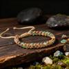 Boho Fußkettchen mit Naturstein für Damen Geflochtenes Seil Kaiserperlen Verstellbares Knöchelarmband Damen Sommer Strand Schmuck Geschenk