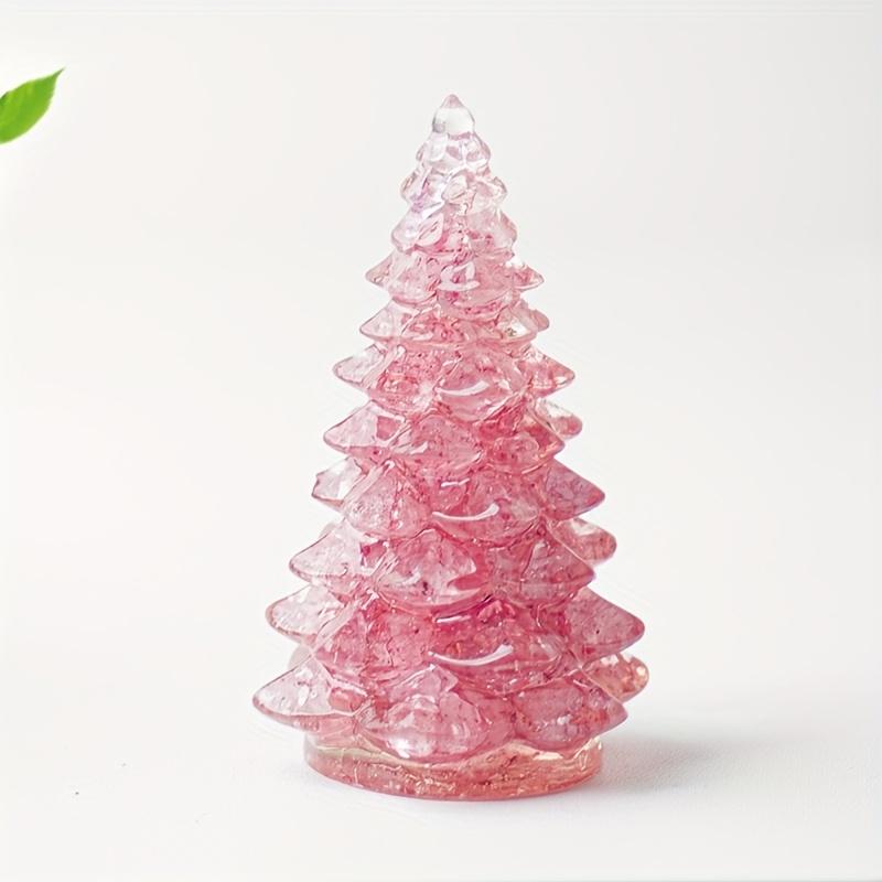 1pc Small Christmas Tree with Natural Crystal Synthetic Gemstone Inside, Lucky and Prosperous Growing Fluorite Bonsai Money Plant