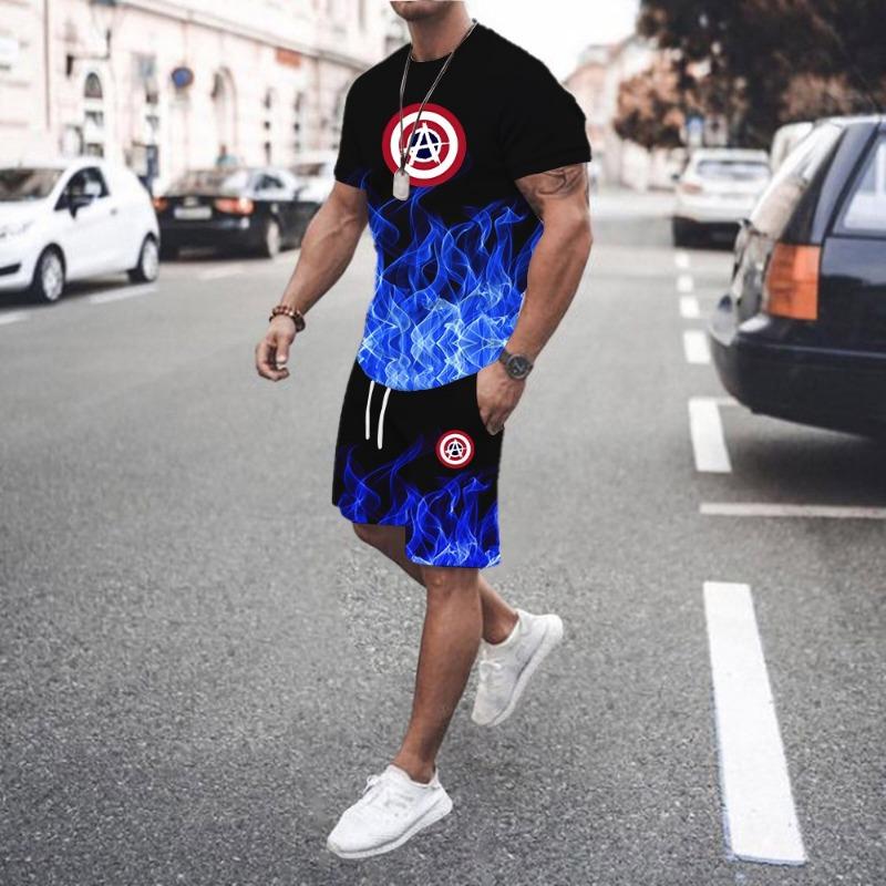 2026 Summer Men's Suit Hot Sale Large Size Casual Fashion Sportswear 3D Digital Printing Men's Short