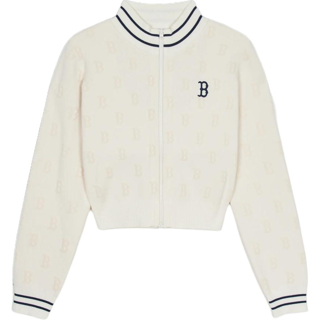 New MLB Boston Red Sox Velvet Feel Coat Women's Cream White 3FKCM0344-43CRS