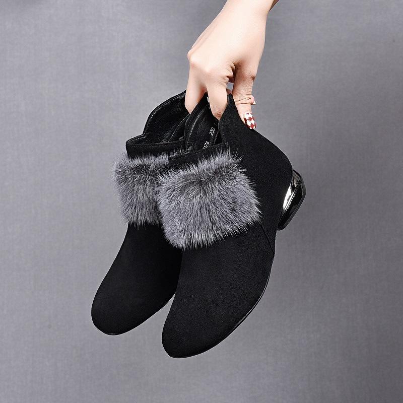 Shoes Women Winter Warm Women's Boots Low Heel Non Slip Commuter Office  Shoes Fashion Zipper Short Boot