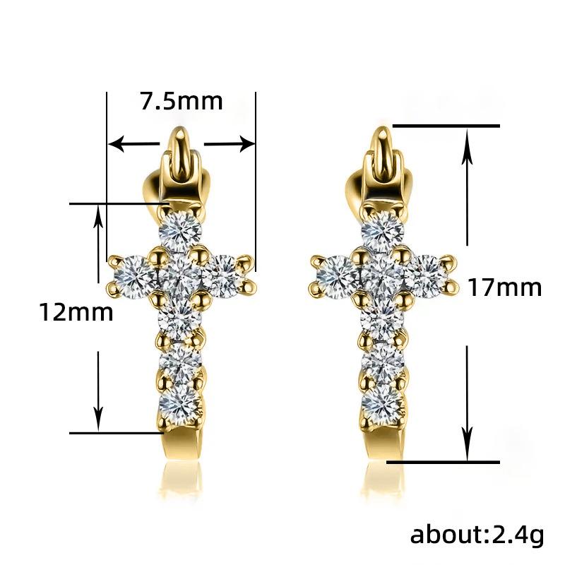 Classic Princess Square Bag Earrings, Cross Ear Buckles, Zircon Earrings.