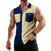 Men's Workwear Lapel Button-Down Vest Shirt - Lightweight Sleeveless Top
