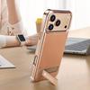 Plating Magnetic Leather Case For iPhone 17 Pro Max Funda iPhone 16 Pro Max 15 14 13 Luxury Folding Bracket Shockproof Phone Holder Cover