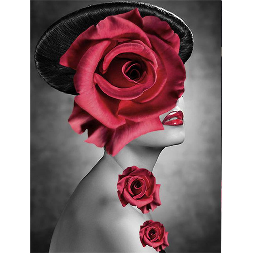 5D DIY diamentowe zestawy do malowania portret kobiety zdjęcia dżetów diamentowe hafty kwiatowe mozaiki sprzedaż Wall Art